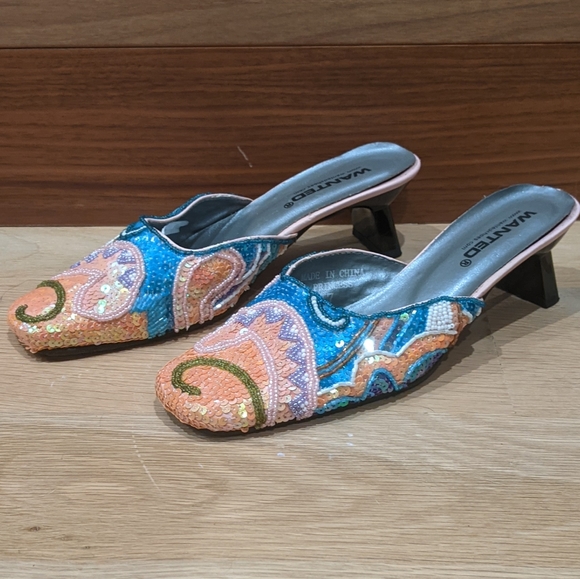 Vintage sequin kitten heel mules - Picture 5 of 12